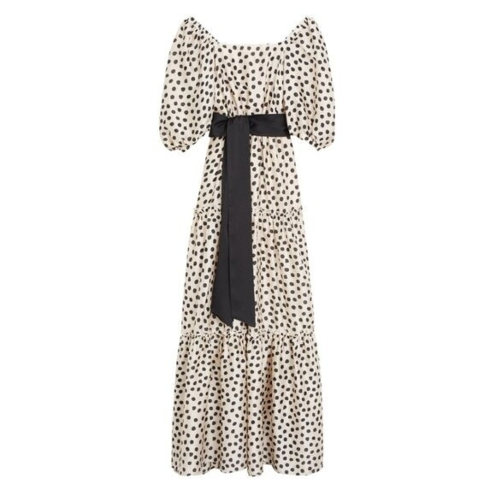 Mango Black and White Polka Dot Maxi Dress
